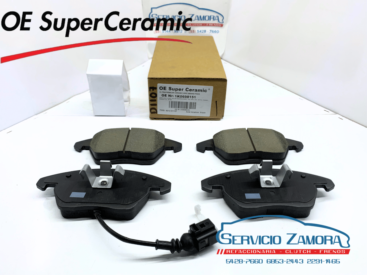 BALATA DELANTERA OE SUPERCERAMIC, BEETLE, BORA, CADDY III, EOS, GOLF, JETTA SEDÁN, PASSAT, POLO, RABBIT, INCLUYE SENSOR, OCD1107 - Imagen 2